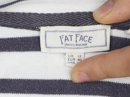Womens UK Size 12 Fat Face White Basic T-Shirt