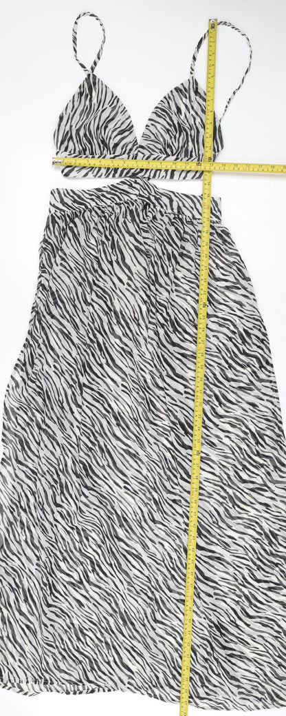 Boohoo Womens Zebra Print Maxi Dress Size L Summer Sleeveless V-Neck