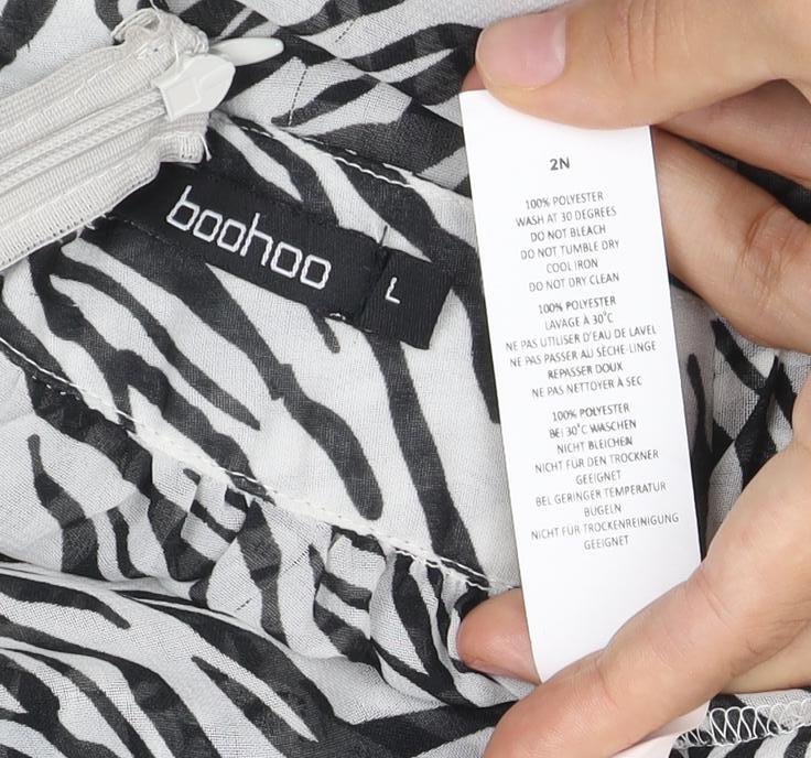 Boohoo Womens Zebra Print Maxi Dress Size L Summer Sleeveless V-Neck