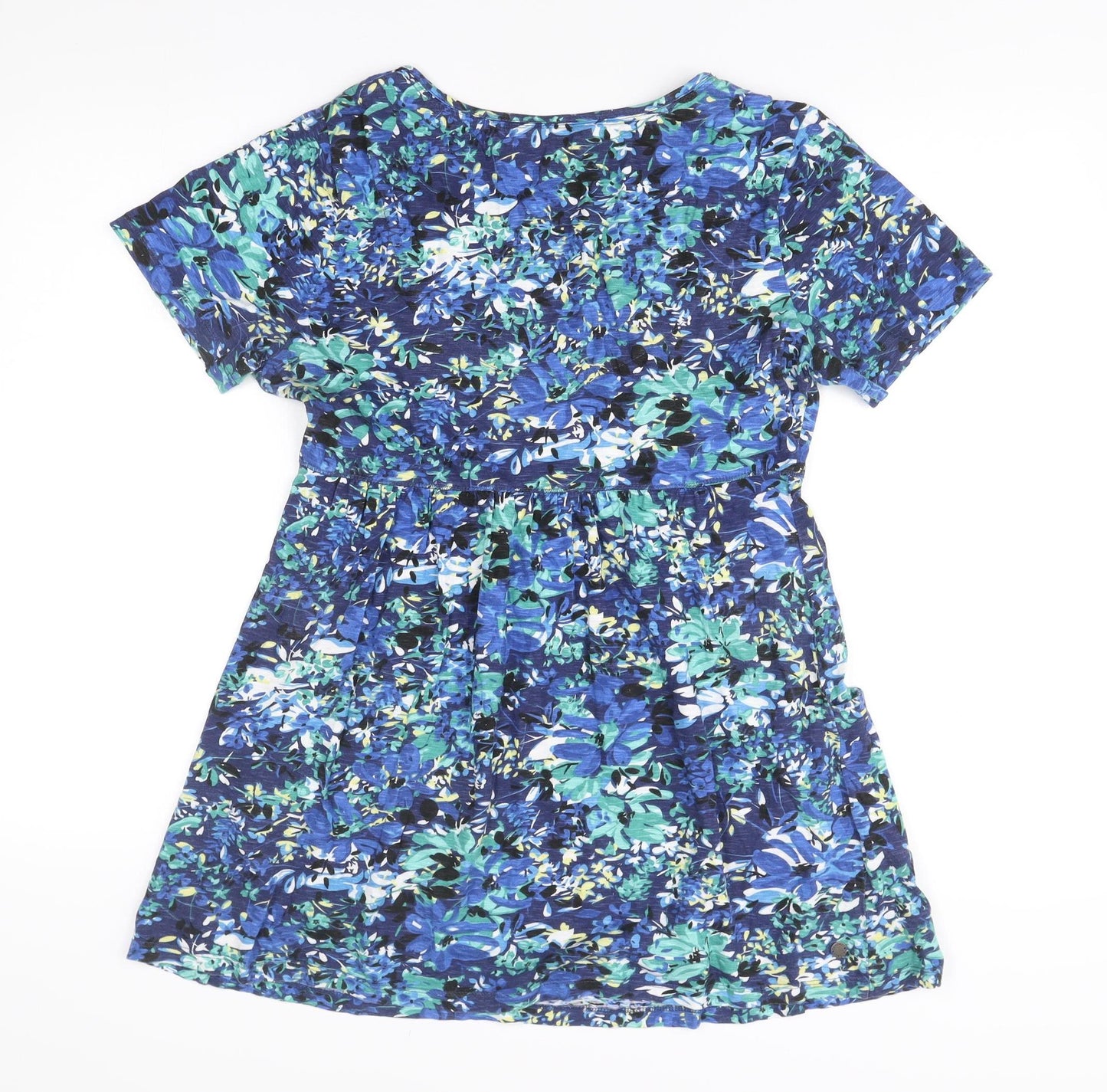 FatFace Women Blue Floral Cotton A-Line Knee Length Dress Size 14