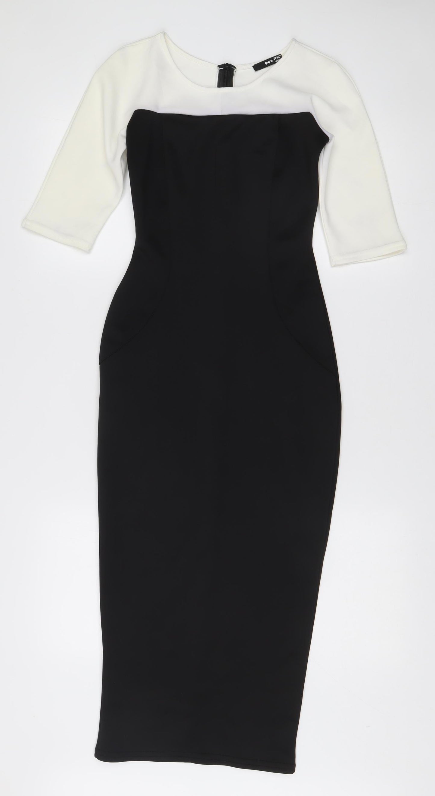 TFNC London Women's Black White Colourblock Sheath Midi Dress Size S