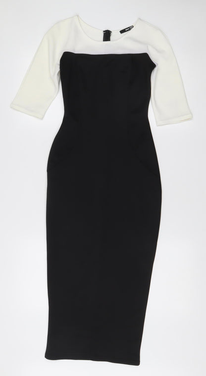 TFNC London Women's Black White Colourblock Sheath Midi Dress Size S