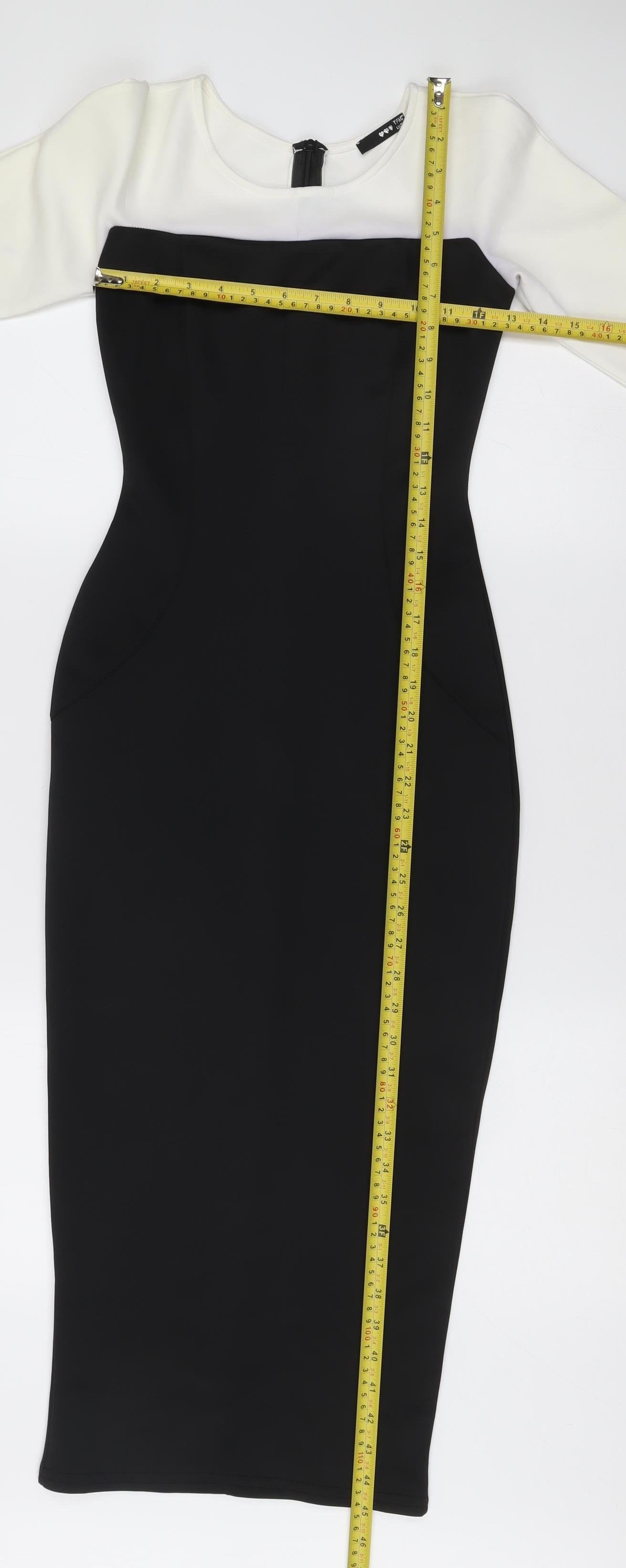 TFNC London Women's Black White Colourblock Sheath Midi Dress Size S