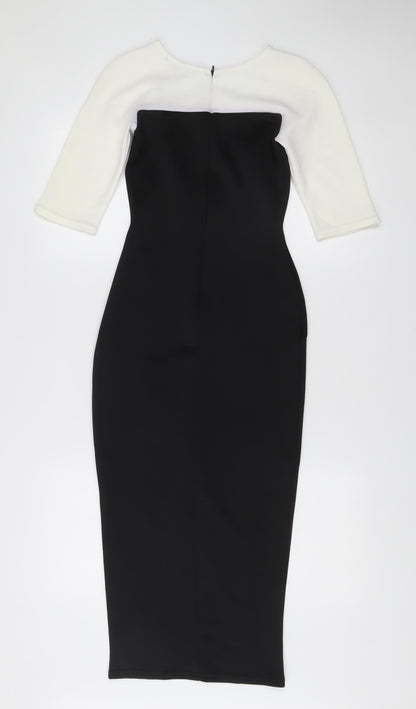 TFNC London Women's Black White Colourblock Sheath Midi Dress Size S