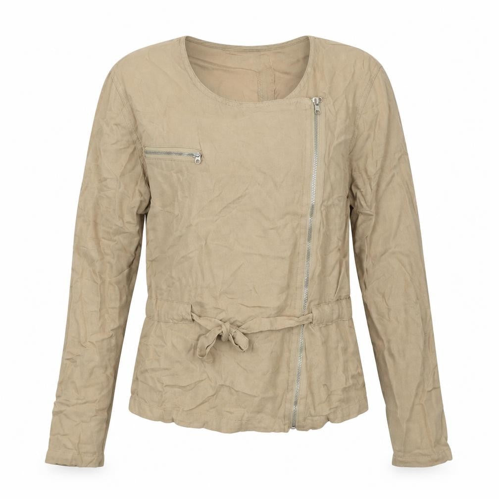 Womens UK Size 10 Stradivarius Beige Biker Coat