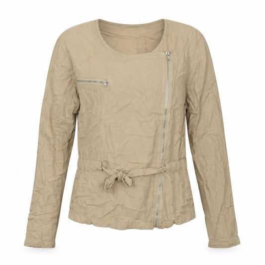 Womens UK Size 10 Stradivarius Beige Biker Coat
