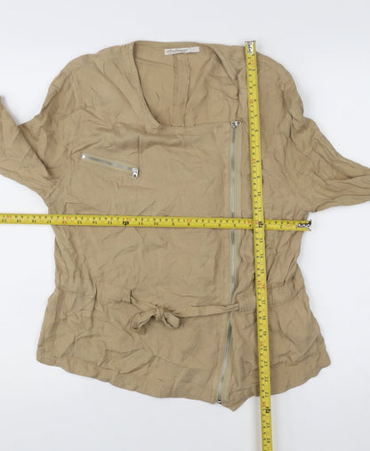 Womens UK Size 10 Stradivarius Beige Biker Coat