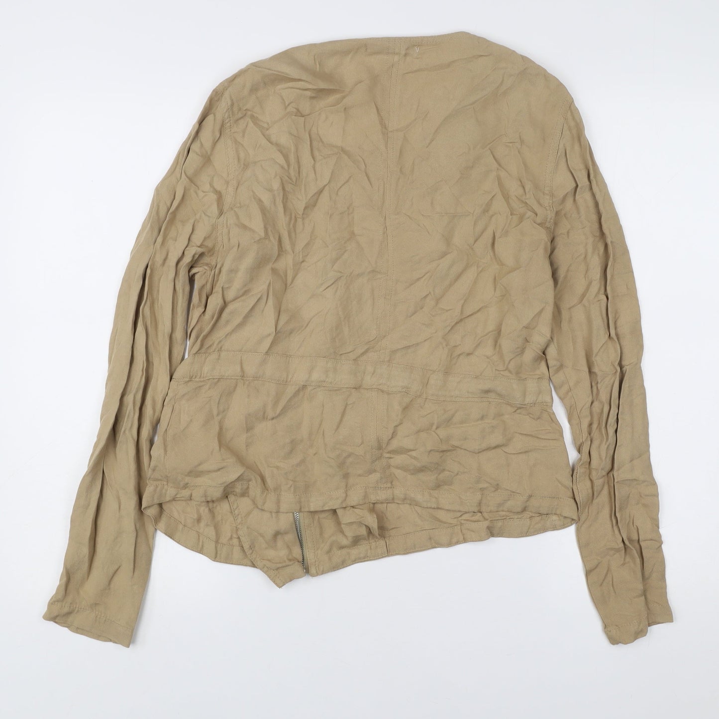 Womens UK Size 10 Stradivarius Beige Biker Coat