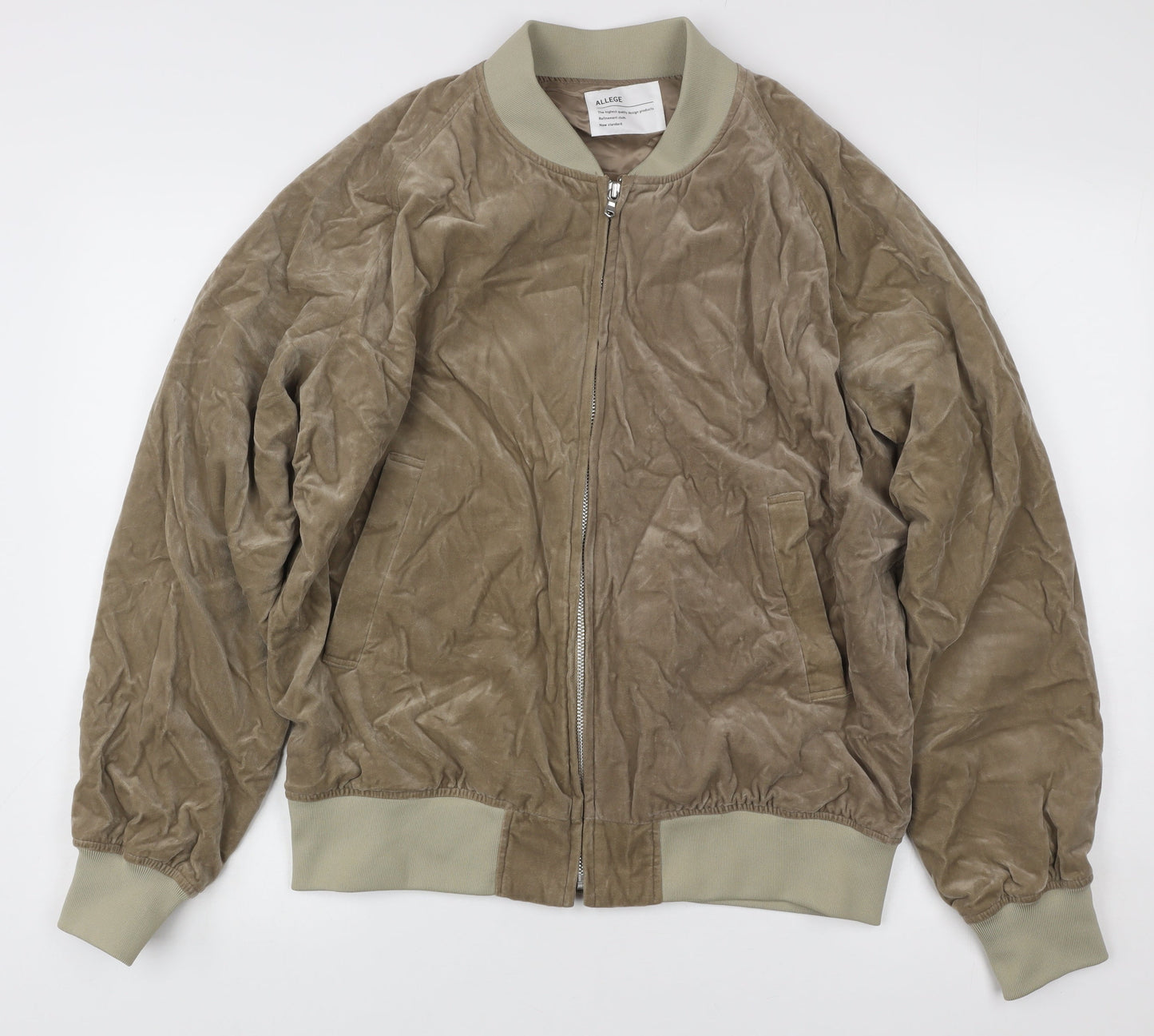 Allege Women's Brown Bomber Jacket Size 10 Cotton Blend Zip Casual