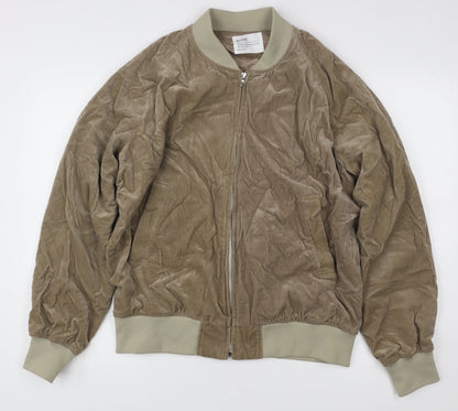 Allege Women's Brown Bomber Jacket Size 10 Cotton Blend Zip Casual
