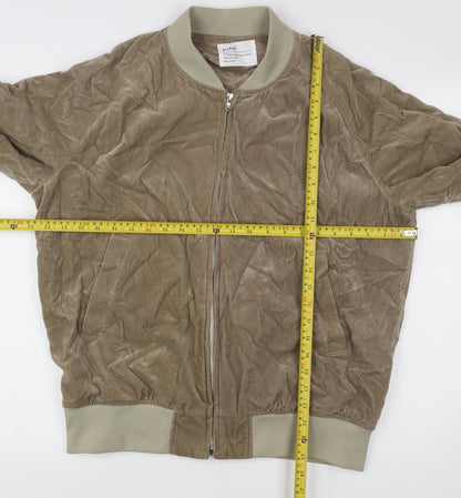 Allege Women's Brown Bomber Jacket Size 10 Cotton Blend Zip Casual