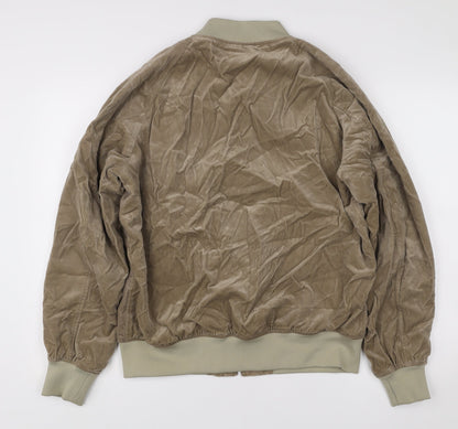 Allege Women's Brown Bomber Jacket Size 10 Cotton Blend Zip Casual