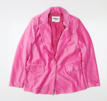 ONLY Women Pink Velvet Tailored Blazer Jacket Size S