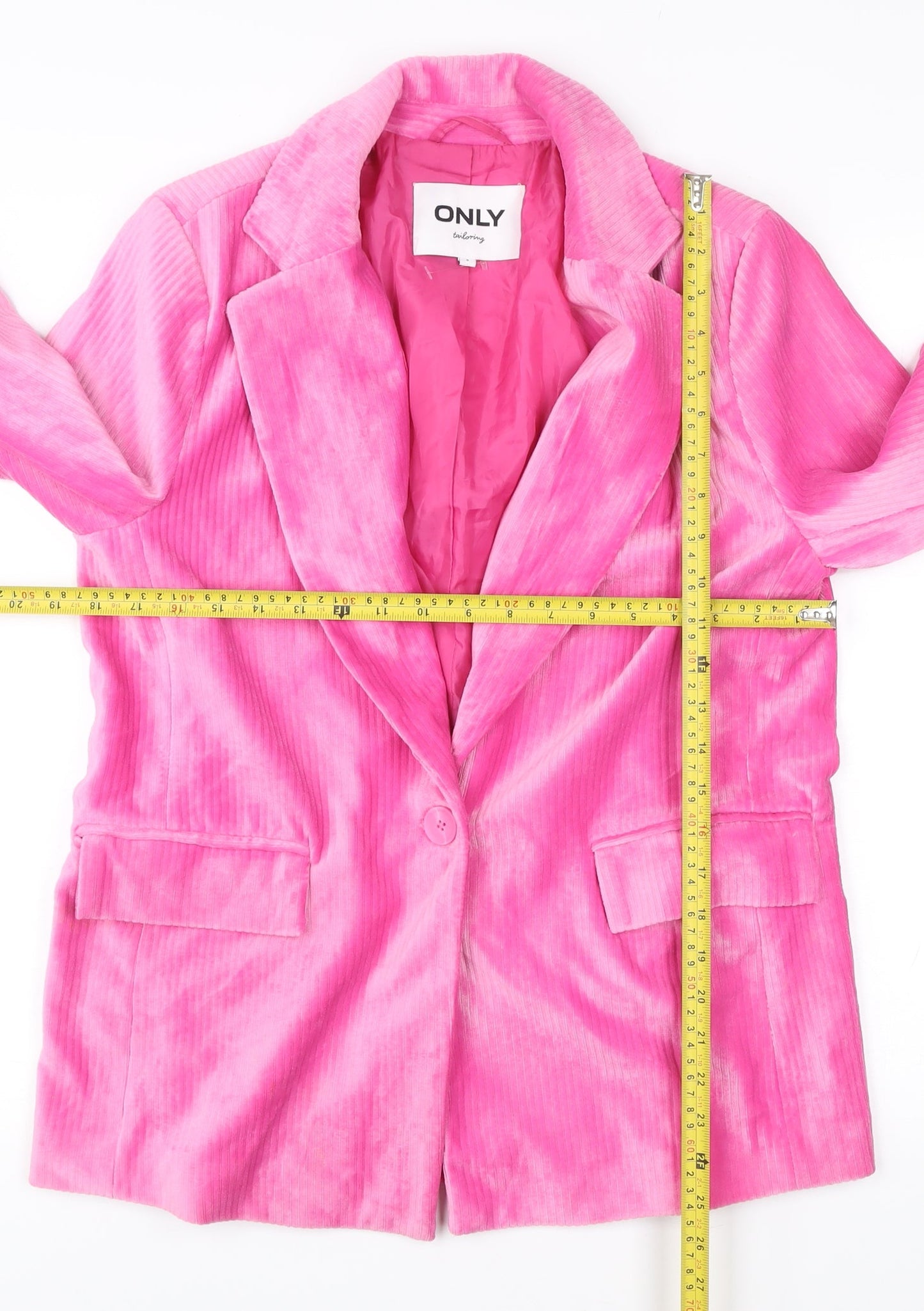 ONLY Women Pink Velvet Tailored Blazer Jacket Size S