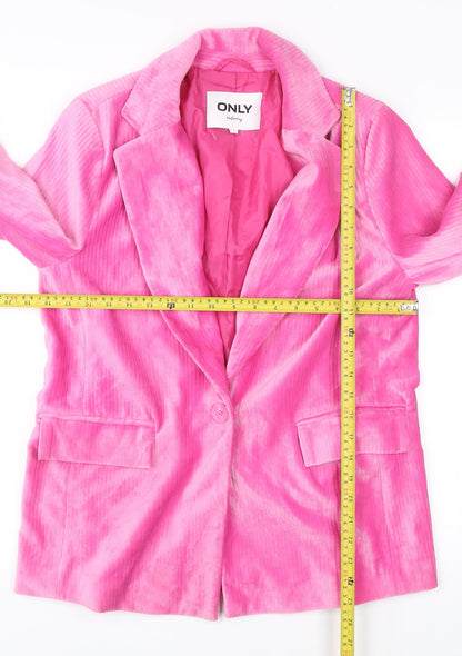 ONLY Women Pink Velvet Tailored Blazer Jacket Size S