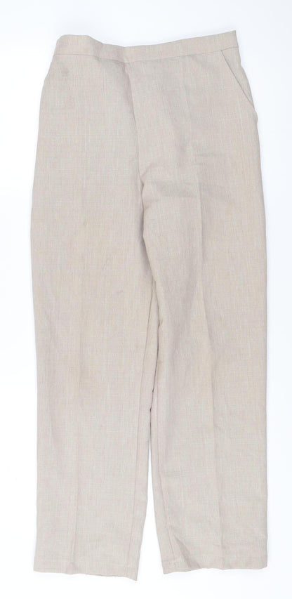 Bassini Womens Beige Size 12 Straight Leg Elastic Waist Trousers