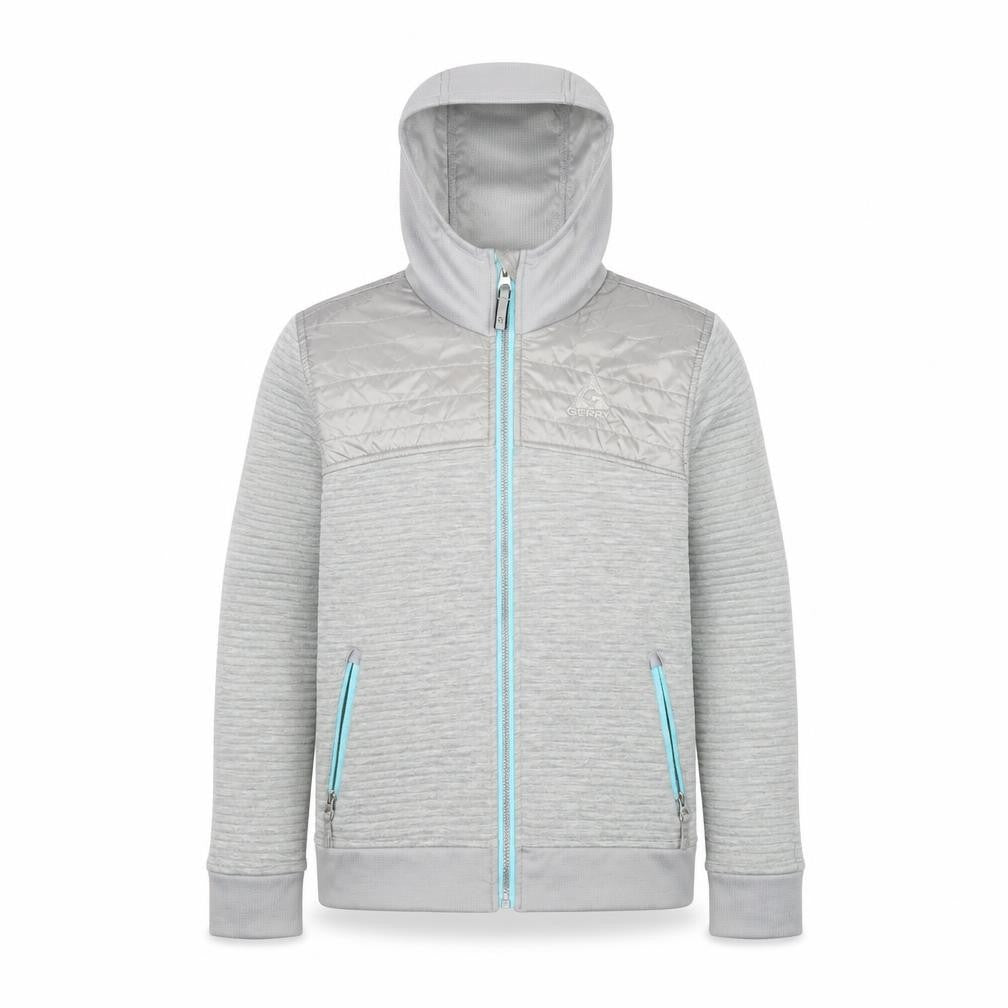 Front view of Gerry boys’ grey hooded full zip jacket l 13 years polyester outdoor