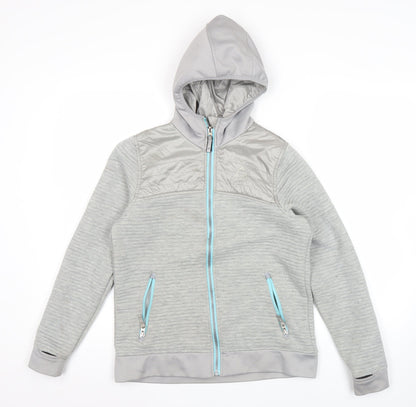 Gerry Boys Grey Hooded Full Zip Jacket L 13 Years Polyester Outdoor