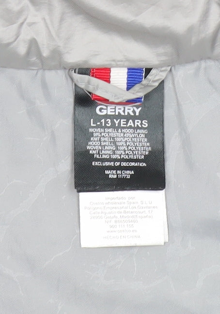 Gerry Boys Grey Hooded Full Zip Jacket L 13 Years Polyester Outdoor