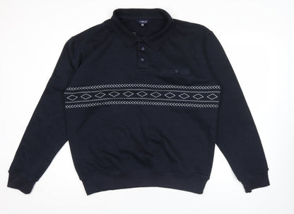 J.J. Willis Men's Black 2XL Henley Sweatshirt Geometric Cotton Blend