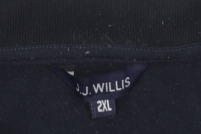 J.J. Willis Men's Black 2XL Henley Sweatshirt Geometric Cotton Blend
