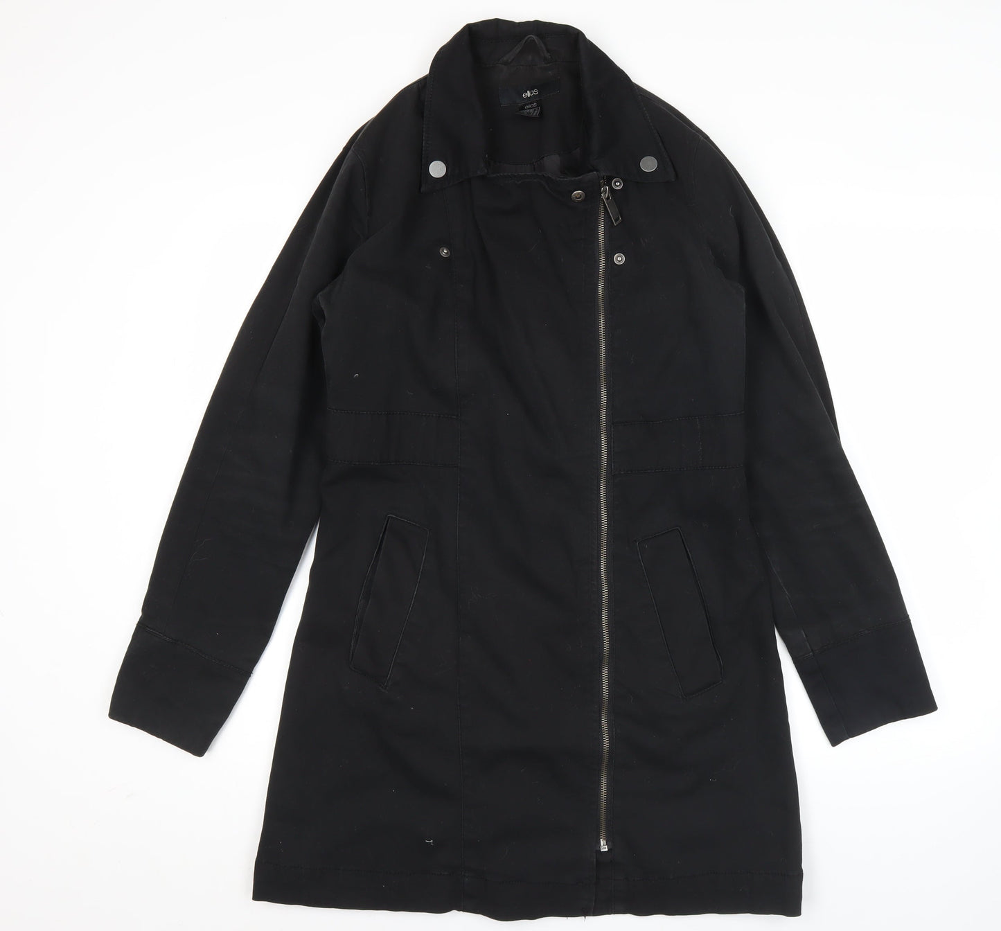 Ellos Womens Black Mid-Length Cotton Blend Coat Size 12