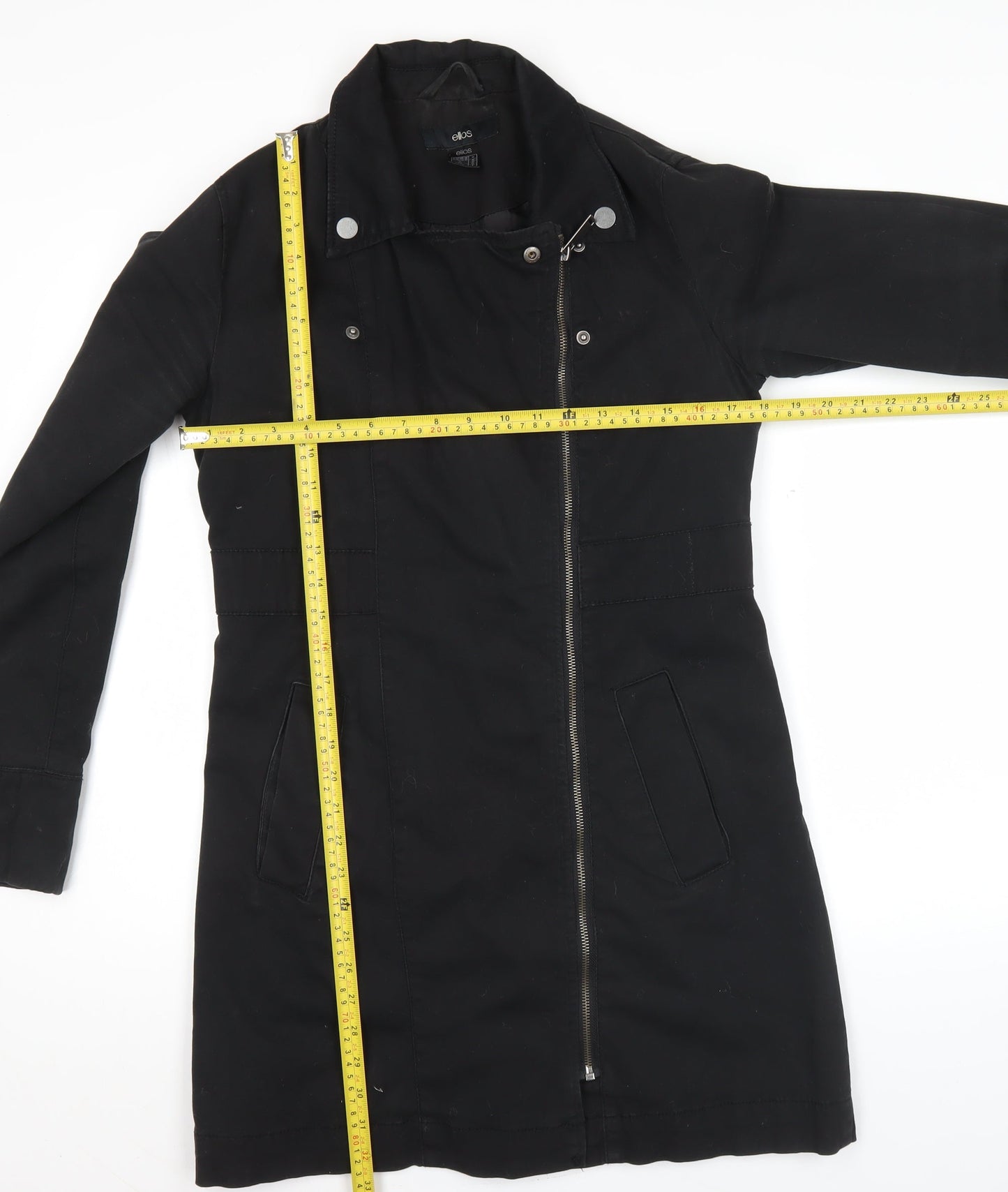 Ellos Womens Black Mid-Length Cotton Blend Coat Size 12