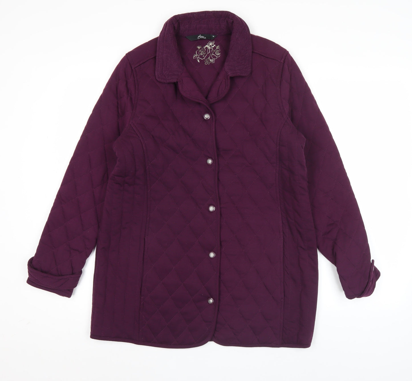 Womens UK Size 14 BM Casual Purple Quilted Coat