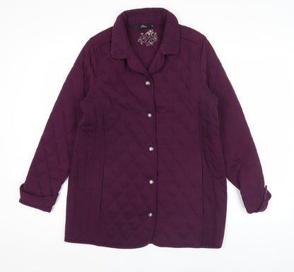 Womens UK Size 14 BM Casual Purple Quilted Coat