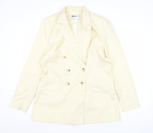 Primark Womens Ivory Double-Breasted Blazer Jacket Size 14