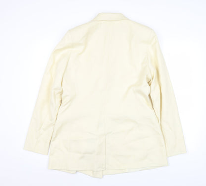 Primark Womens Ivory Double-Breasted Blazer Jacket Size 14