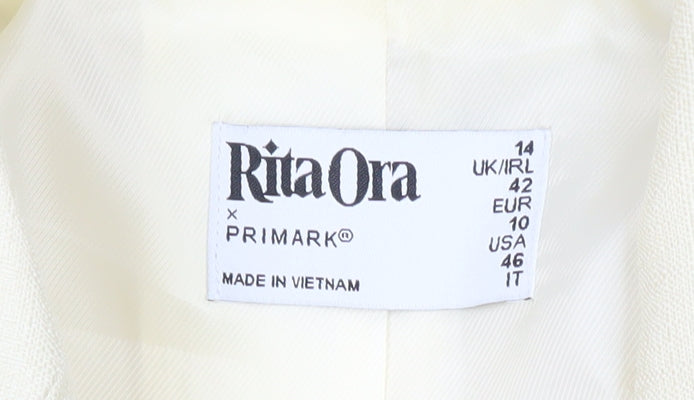 Primark Womens Ivory Double-Breasted Blazer Jacket Size 14