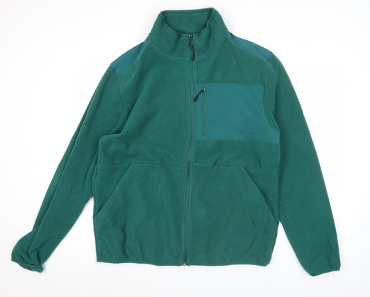 Workout Men’s Green Fleece Full Zip Jacket Size L Regular Fit