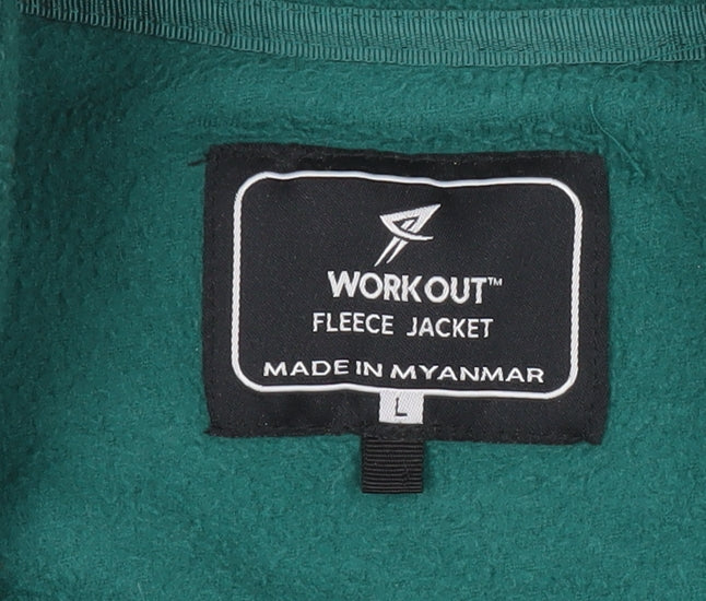 Workout Men’s Green Fleece Full Zip Jacket Size L Regular Fit