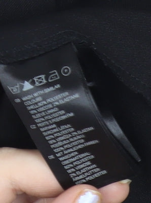 H&M Women Black Size 12 Regular Fit One-Button Blazer Jacket