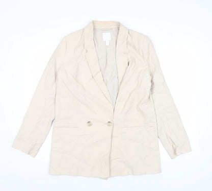H&M Women's Beige Double-Breasted Blazer Jacket Size S