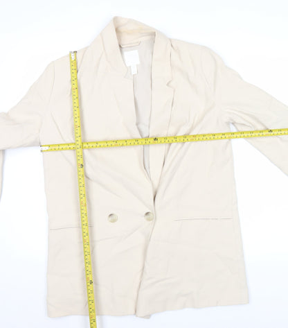 H&M Women's Beige Double-Breasted Blazer Jacket Size S