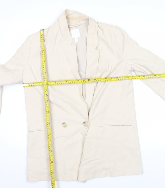 H&M Women's Beige Double-Breasted Blazer Jacket Size S