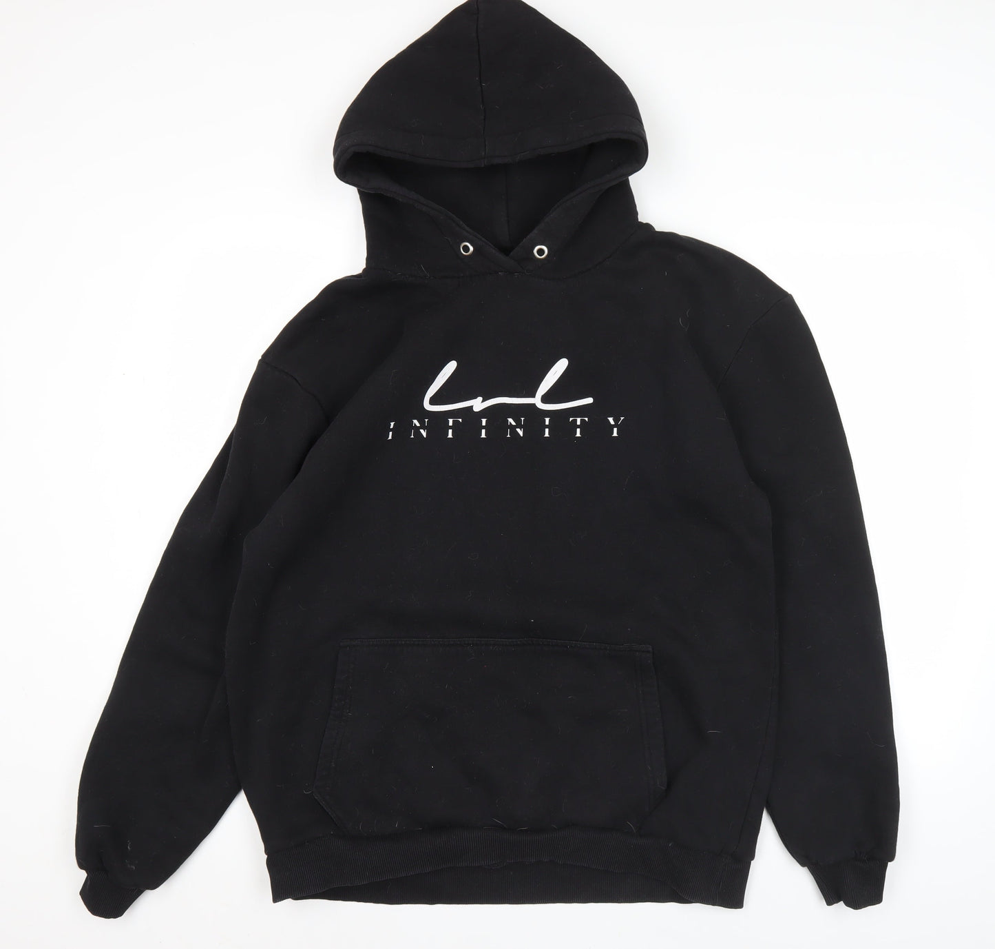 Infinity Mens Black XL Pullover Hoodie Logo Graphic Hooded Sweatshirt
