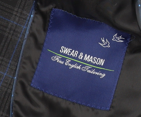 Swear & Mason Men's Black Check Blazer 38R Single-Breasted Jacket
