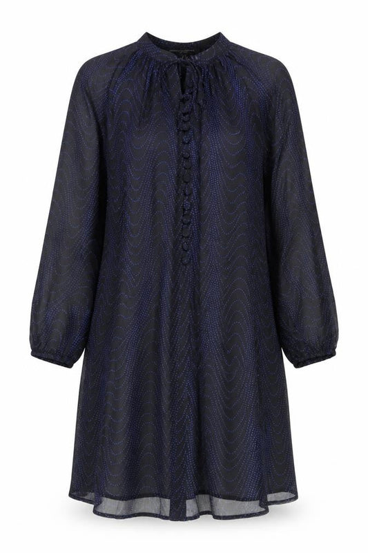 Front view of French Connection Women’s Black Polka Dot Shift Dress UK 12