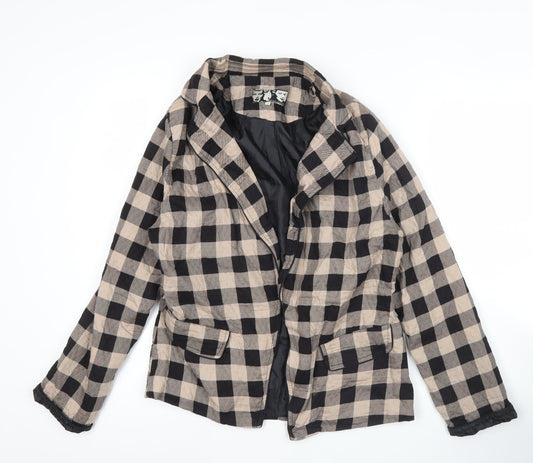 River Island Womens Black Beige Check Blazer Jacket Size 16