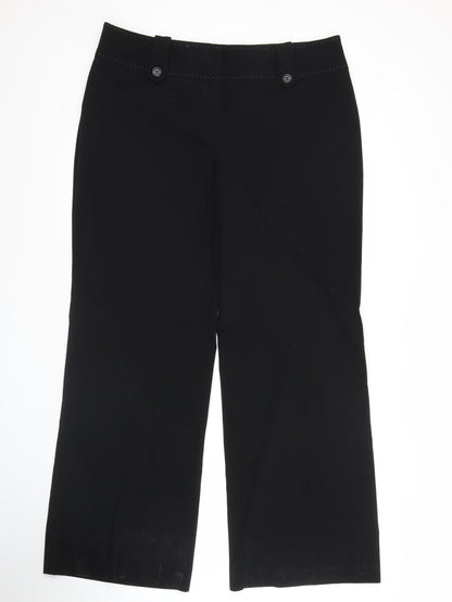 Next Womens Black Cropped Wide-Leg Trousers Size 16 Workwear