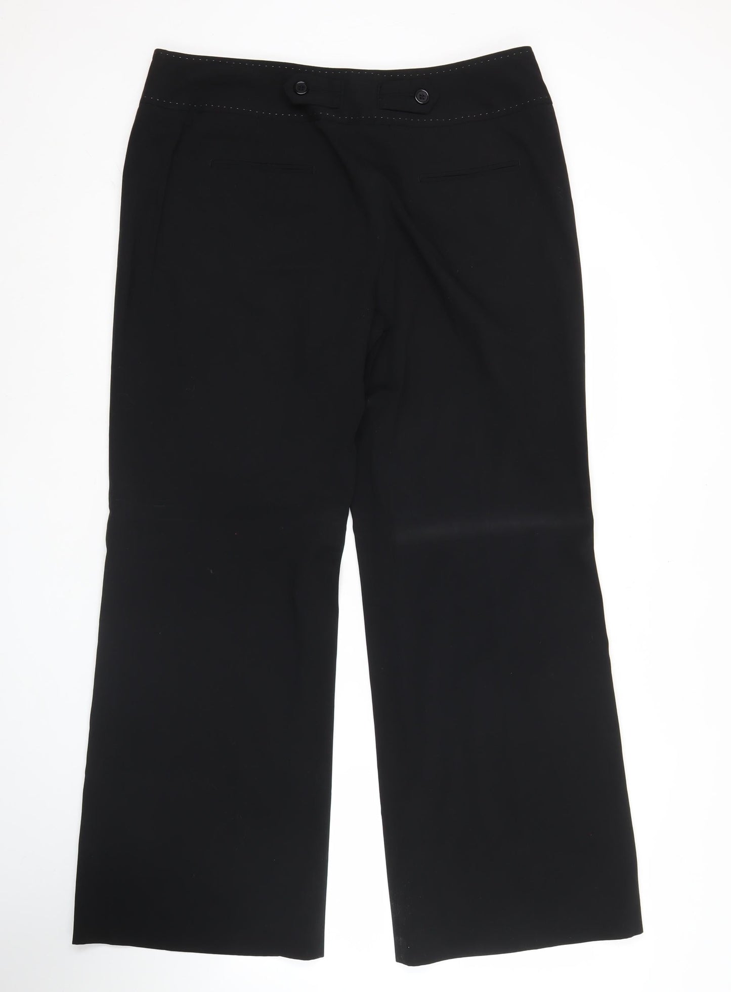 Next Womens Black Cropped Wide-Leg Trousers Size 16 Workwear
