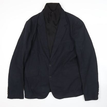 Zara Man Unisex Black Wool Pinstripe XL Blazer Jacket