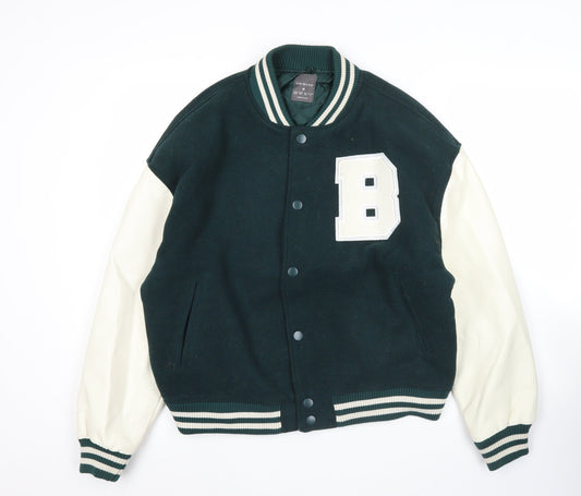 Primark Womens Green Varsity Jacket Size 12 Casual College Style