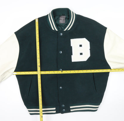 Primark Womens Green Varsity Jacket Size 12 Casual College Style