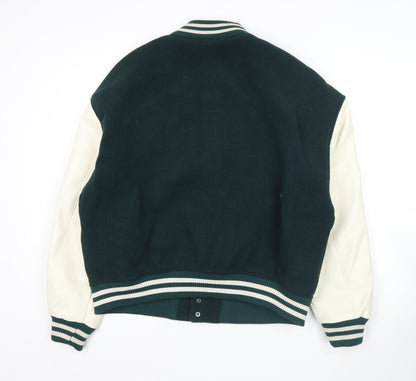 Primark Womens Green Varsity Jacket Size 12 Casual College Style