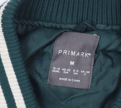 Primark Womens Green Varsity Jacket Size 12 Casual College Style