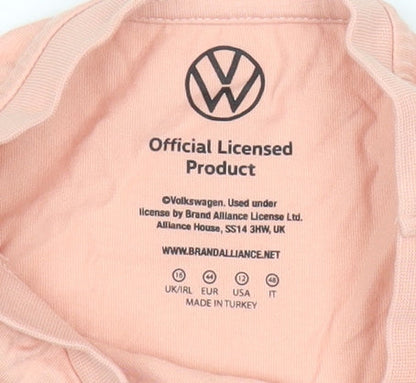 Volkswagen Womens Pink Floral Graphic T-Shirt Size 16 Crew Neck